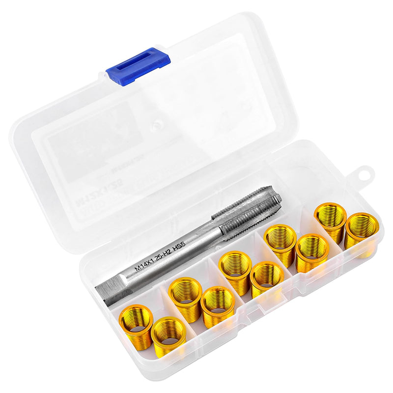 Spark Plug Thread Repair Kit, High Speed Steel Tap Spark Plug with M14x1.25 Inserts and M16x1.25 Tap Kit, Spark Plug Thread Repair Tools for Automotive Engine Repair(M12) M12