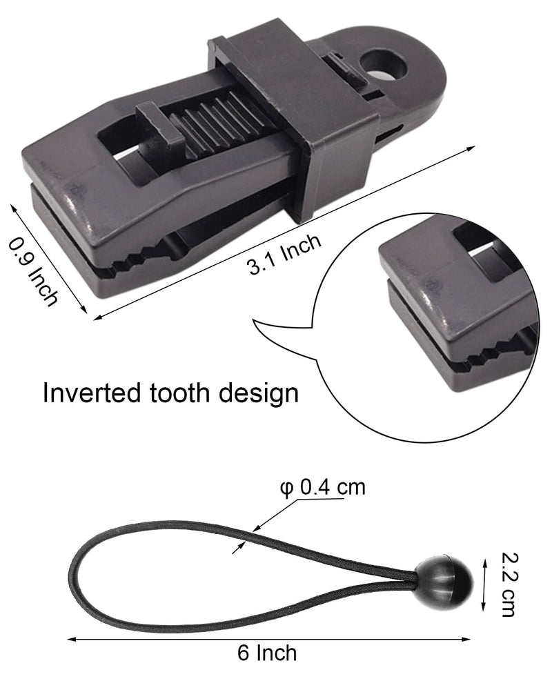 Heavy Duty Lock Grip Tarp Clips - 40 Pcs Tent Clips, Awning Tarp Clamps (Black) Black