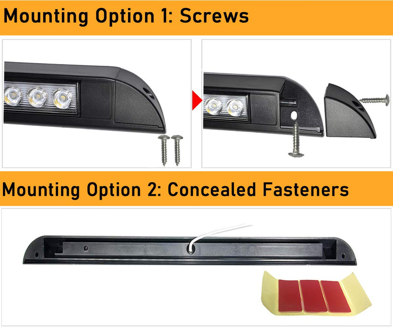 Raycharm 20" RV Camper LED Awning Porch Utility Light Fixture, 40° Down Angle Beam, 6000K Cool-White, 12V/24V DC, High Light-Output Low Ampere Draw, Aluminum Housing Black Finish, 2-Pack