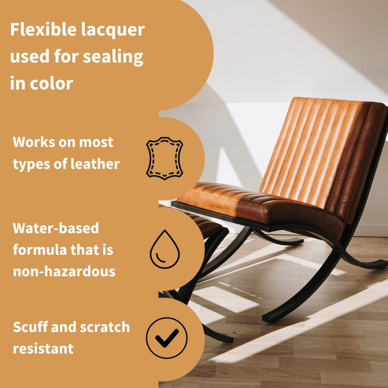 Furniture Clinic Leather Finisher Gloss | Seal & Protect | Suitable for Leather Sofas, Car Interiors, Handbags, and More | Flexible | Prevents Scratches and Scuffs | Gloss Finish (500 ml / 17 oz)