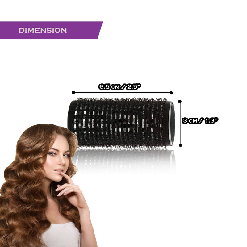  [AUSTRALIA] - AKH® Hair Rollers | Pack of 12 | Black Large Hair Rollers 30mm | For Short And Long Hair Salon Hairdressing, Hair Styling, Waves and Curles | Self Grip Holding Rollers For Men Women Kids |Curling Tool