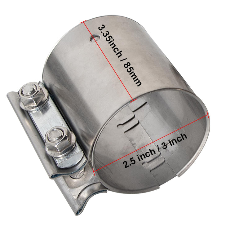 3 Inch Exhaust Clamp Butt Joint Band Clamp Sleeve Coupler 304 Stainless Steel 3 Inch
