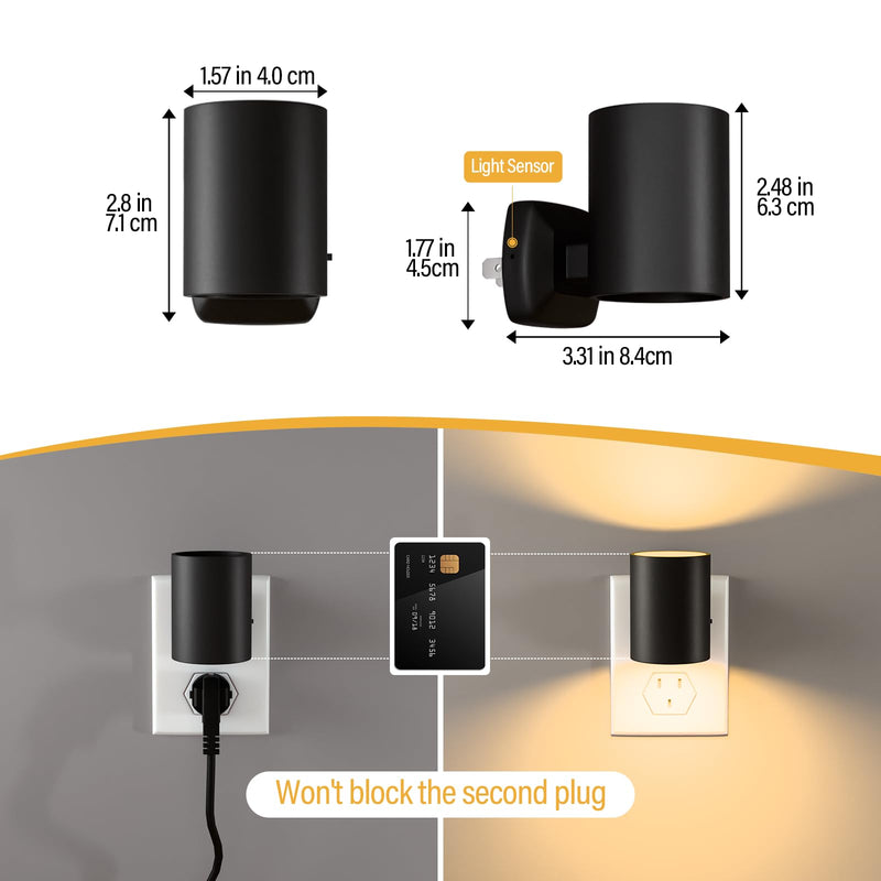 ETL Night Lights Plug into Wall 6 Pack,Plug in Nightlight,2700K Brightness Adjustable Night Light, Dusk to Dawn Sensor, Nightlights for Bedroom, Bathroom, Hallway Warm-spotlight