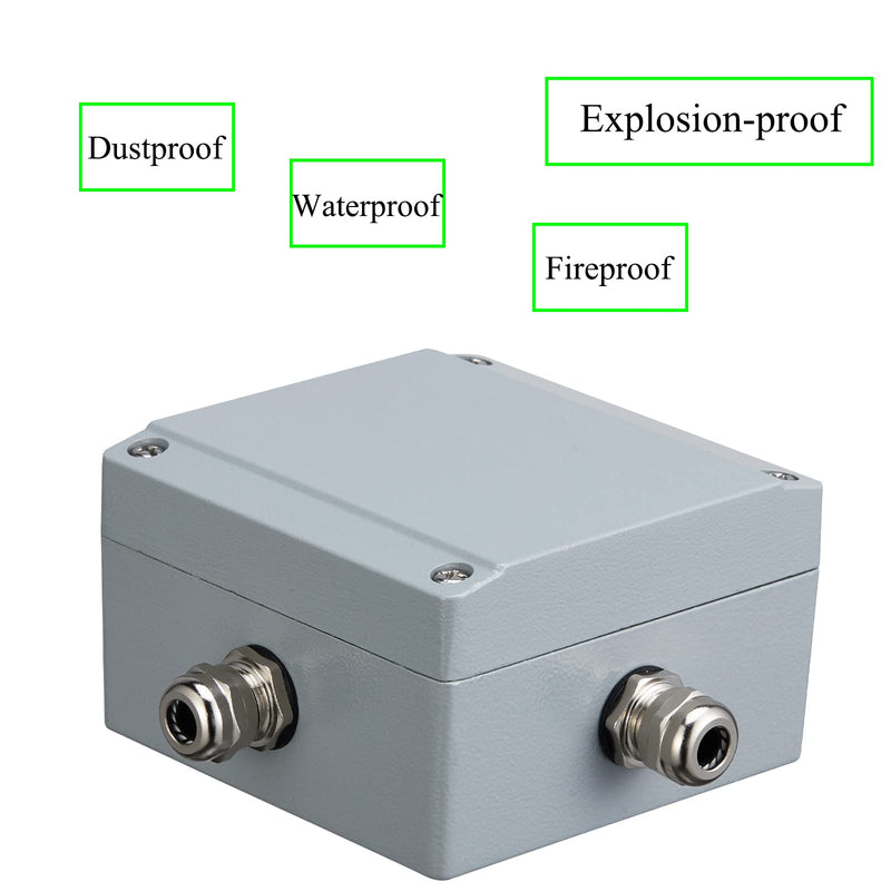 100x100x60mm Aluminum Metal Waterproof Junction Box, Universal Industrial Structure IP66 explosionproof Pre-drilled Electric Project Box 3.9 * 3.9 * 2.4 inch for Outdoor and Indoor Using