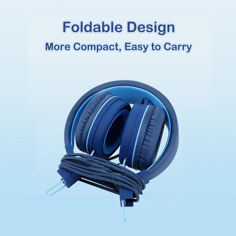 USB Type C On-Ear Kids Headphone for School, Wired Kids Headphones-Blue | 94 dB Volume Limiter USB C Wired On-Ear Headset for Kids/Toddlers/Children/Teens/Boys/Girls Blue