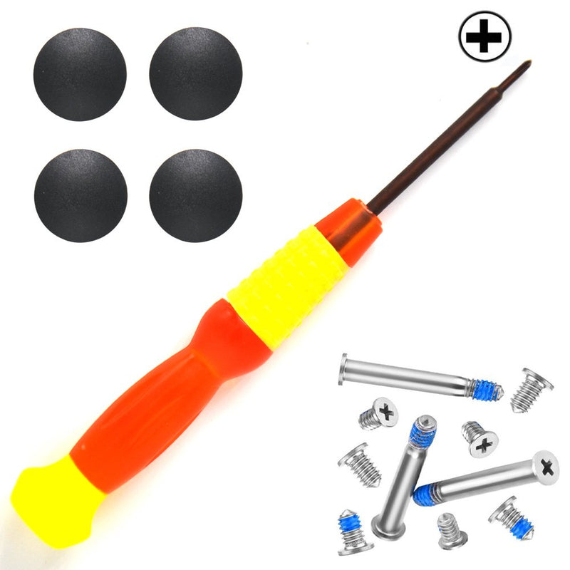 Padarsey 4 Pack Rubber Case Feet with Screws Screwdriver Kit Set Compatible for MacBook Pro A1278 A1286 A1297 13 15 17 (Not for Retina Display)