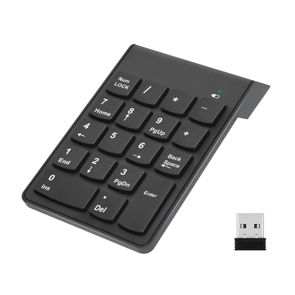 Wireless Number Pad, Numeric Keypad Numpad Keyboard 10 Key USB Keypad Office Accounting Essentials Desktop Computer Laptops Accessories Compatible Chromebook NoteBook EliteBook MateBook etc. Onyx