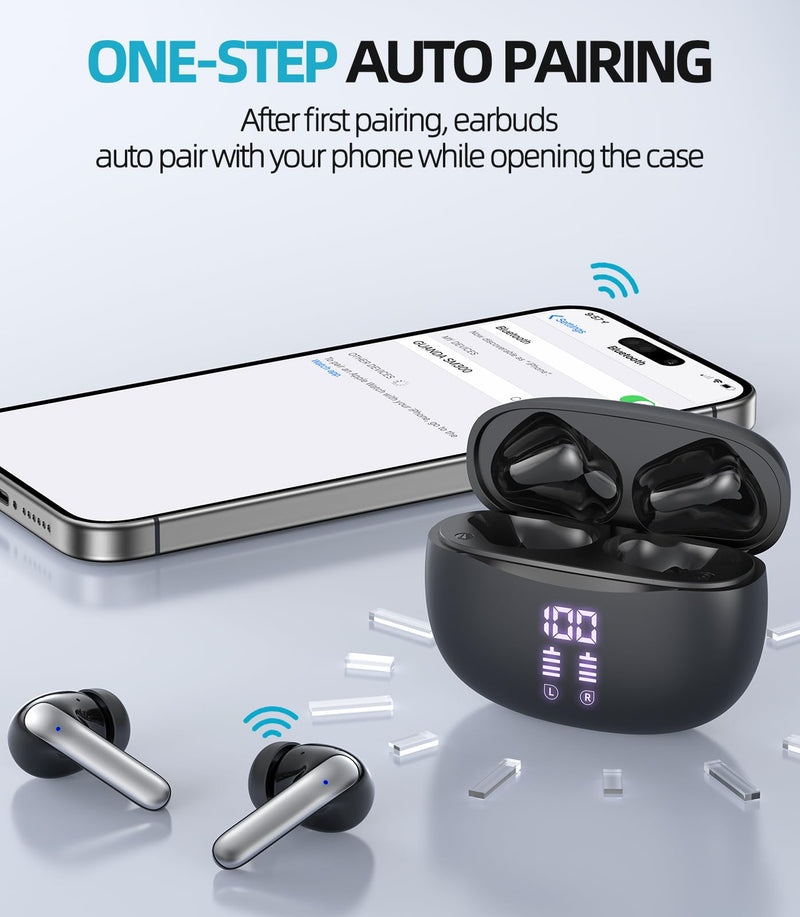 GUANDA TECHNOLOGIES CO., LTD. CD Phone Mount, Universal Phone Holder for Car + Wireless Earbuds Bluetooth 5.3 for Sport Phone Men Women