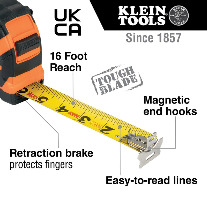 Klein Tools 9230 Tape Measure, Heavy-Duty Measuring Tape with 30-Foot Double-Hook Double-Sided Nylon Reinforced Blade, with Metal Belt Clip