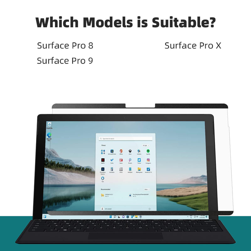 Magnetic Privacy Filter Compatible with Microsoft Surface Pro 9 (2022) / Pro 8 (2021) / Pro X (2021, 2019), 13 Inch Removable Anti Spy Glare Blue Light Privacy Screen Black surface privacy screen 13 inch Surface Pro 10/9/8/X