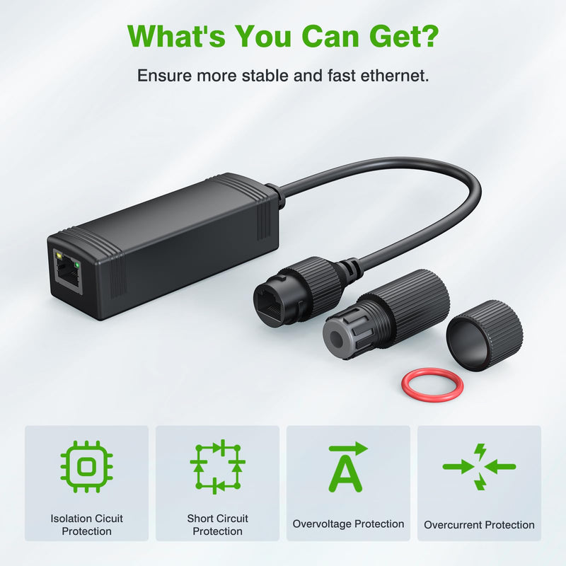 Gigabit PoE Splitter 12V Output with IEEE 802.3af/at Standard Compliant 10,100,1000Mbps Power Over Ethernet Splitter Adapter for Security Camera CCTV Surveillance IP, AP, Wireless Bridge (2 Pack)