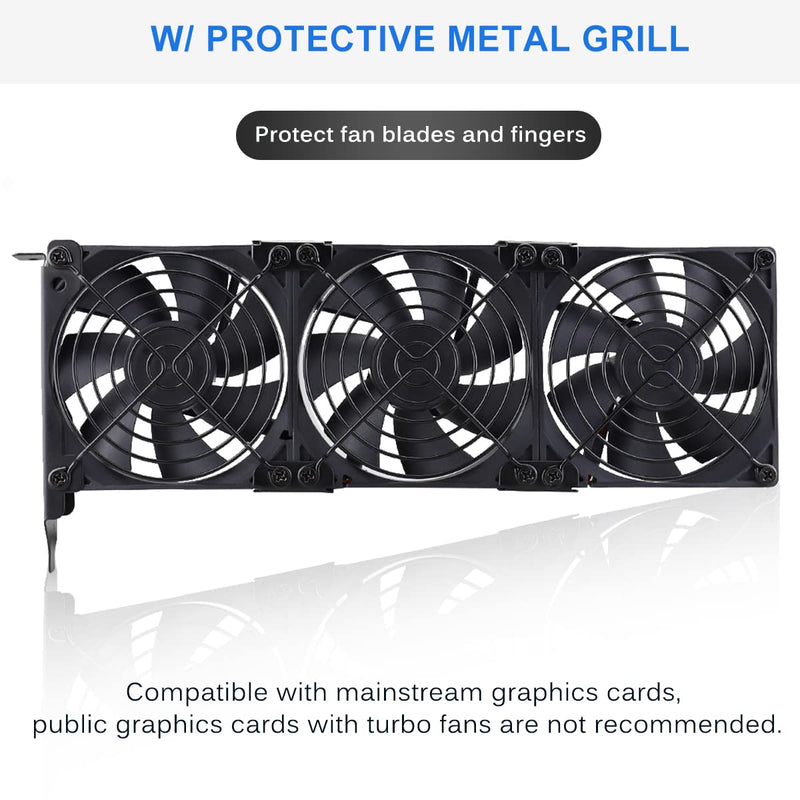 GDSTIME Graphic Card Fans, PCI Slot 3X 90mm 92mm Fans, Graphics Card Cooler | Video Card Cooler, VGA Cooler, GPU Fan Cooler 3* 92x92x25mm fan