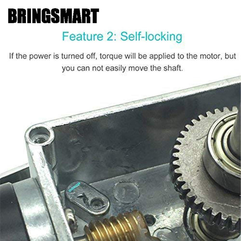 BRINGSMART 12V 160rpm DC Worm Gear Motor 10kg.cm Self-Locking Engine Reversed Mini Turbine Geared Motor for DIY Robot Rotating Table Door Lock Curtain Machine (12V 160rpm) 1