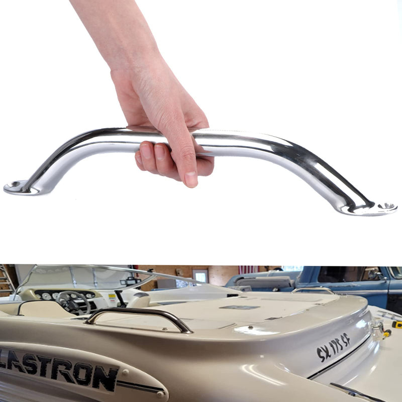 2PCS Boat Handrail Grab Handle Polished Stainless Steel Round Tube - 12" Long Marine Grab Handle