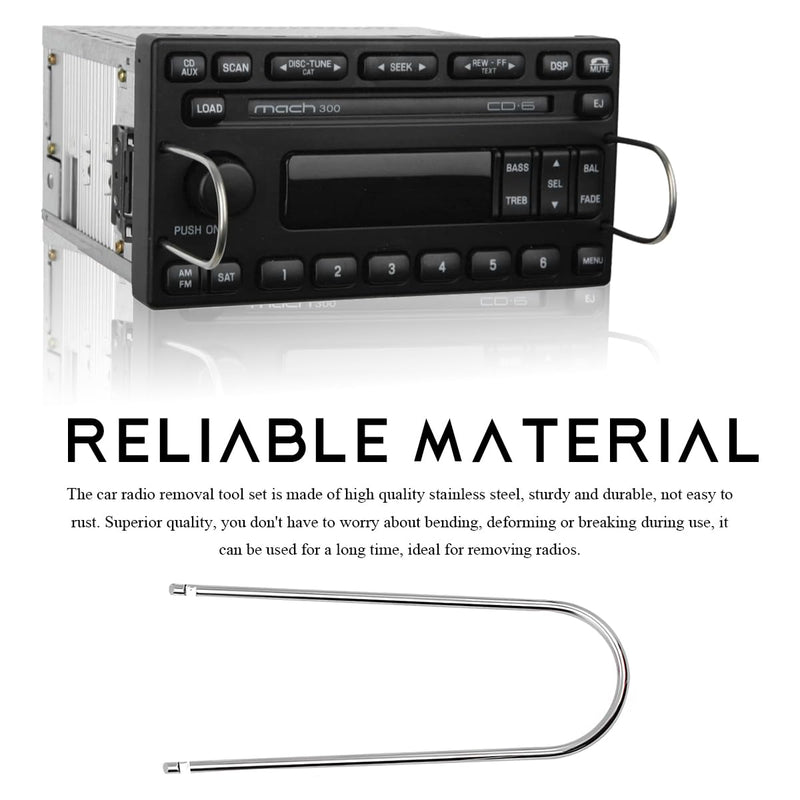 2 PCS Car Radio Removal Tool, U-Shaped Automotive Radio Disassembly Pry Tool Kit, Stainless Steel Stereo CD DVD Host Release Removal Tool for Most Vehicles, Car Accessories U-Shaped, 2PCS