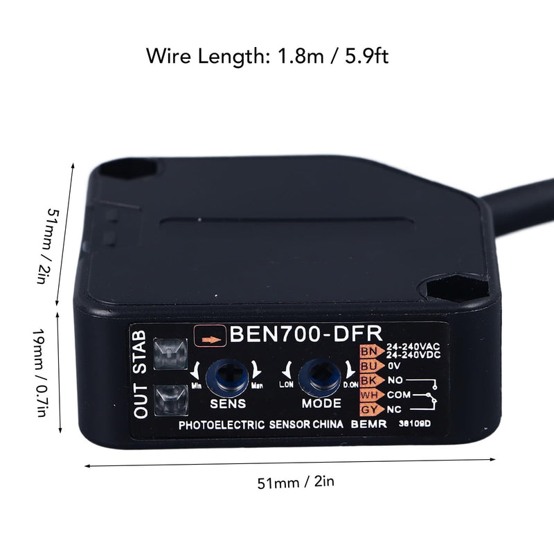Photoelectric Beam, 70cm Detection Distance Diffuse Reflection Infrared Switch photoelectric Switch Sensor 24-240V AC DC 250VAC 3A, BEN700-