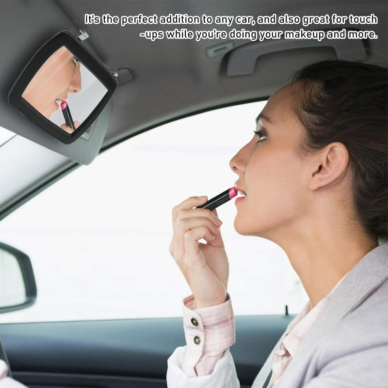 Car Sun Visor Vanity Mirror, Clip-on Automotive Makeup Sun-Shading Mirror, Universal Vehicle Sun Visor Cosmetic Vanity Mirror for Women Girls, Interior Car Accessories, Black 1PC