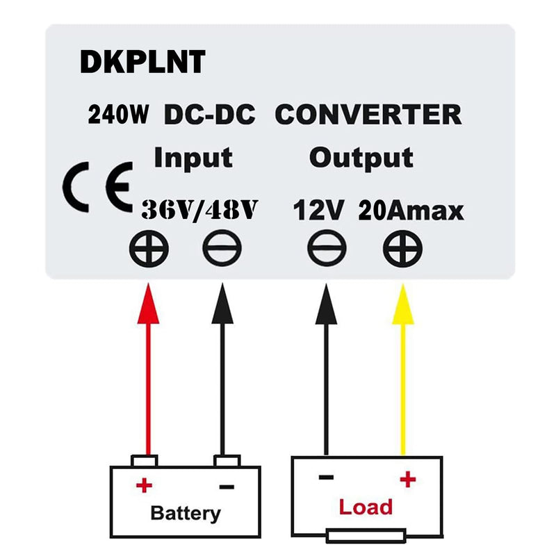 20A 240W 12v Golf Cart 48V 36V to 12V Converter Voltage Regulator Reducer Transformer with Fuse