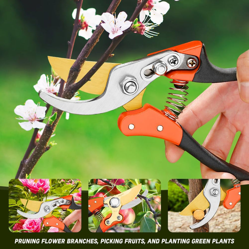 Garden Pruners, Heavy Duty Garden Clippers,Pruning Shears with Adjustable Thumb Lock,Hand Gardening Tools Pruners,Stainless Steel Sharp Gardening Scissors (MJ003)