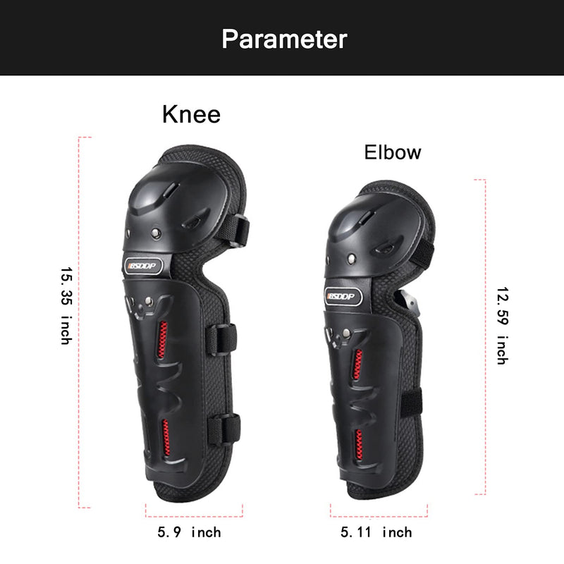 MUYDZ 4Pcs Knee and Elbow Pads with Adjustable Protection Gear for Men and Women Motorcycles Skate Motocross Extreme Sports
