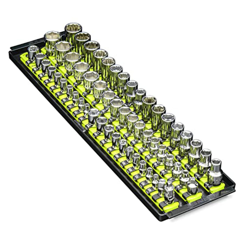 Ernst Manufacturing 8460HV Socket Boss 3-Rail Multi-Drive Socket Organizer, 18-Inch, High-Visibility Hi-viz