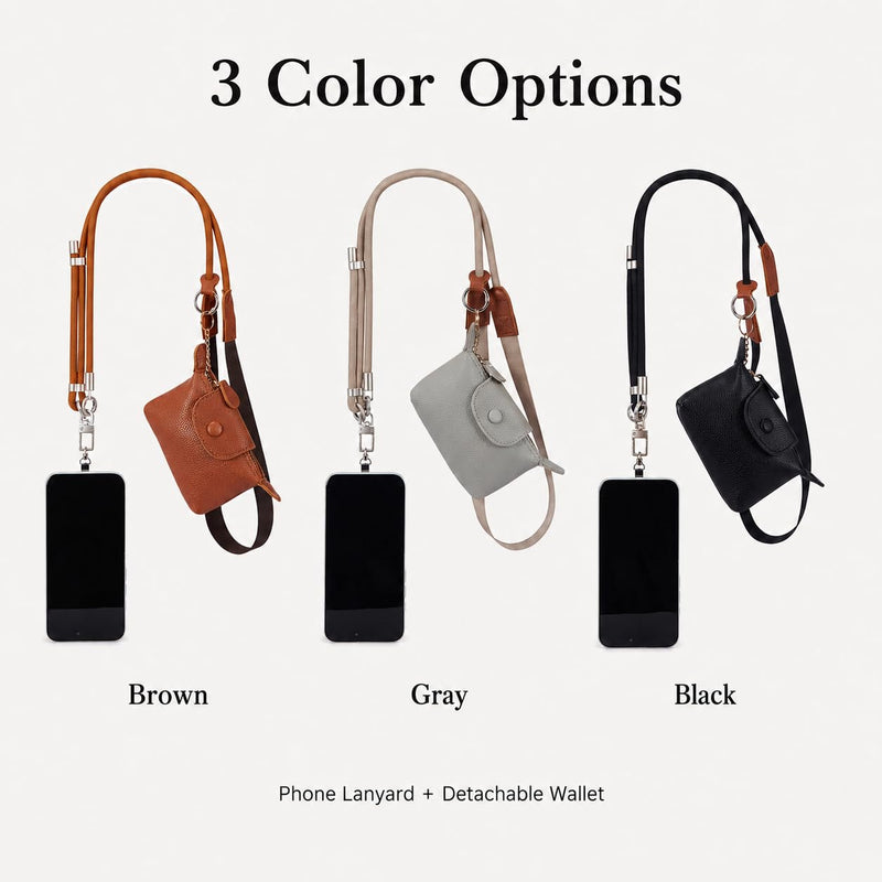 Clip and Go Strap for Phone with Wallet Crossbody for Women Black