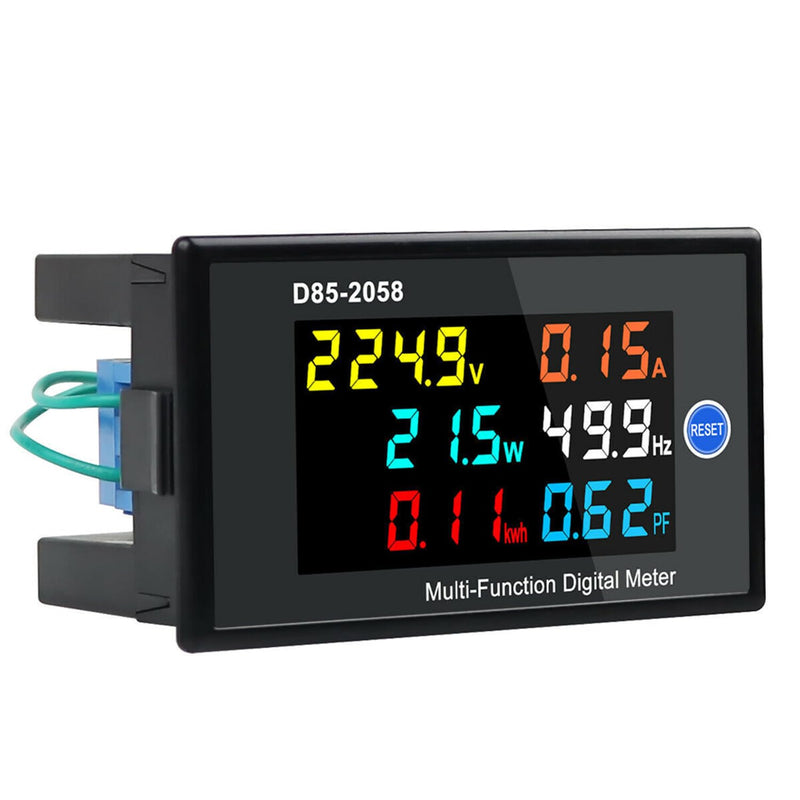 6-in-1 Multi-Function Energy Meter, Large Color LCD Display Panel, AC 80V-300V 100A Digital Voltmeter Ammeter, Power (W/kW) Energy (kWh) Frequency Hz Power Factor (PF) Detector with 100A CT 6 in 1 Meters