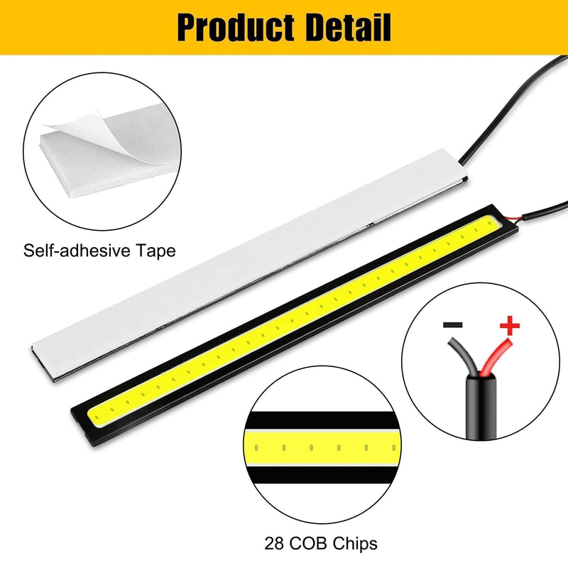 Linkstyle 12PCS 12V LED Interior Light Bar, Waterproof 28 LEDs COB Strip Light Super Bright Lights for Truck Boat Bike RV, White