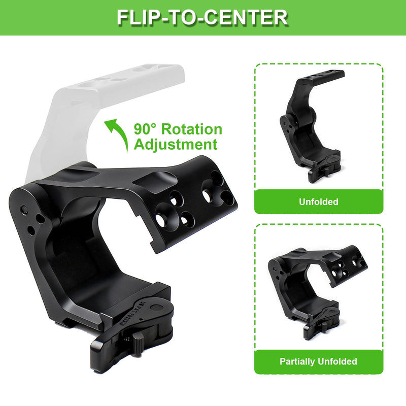 Tactical Flip-to-Center FTC Magnifier Mount with Fast QD Lever - 2.26 inch Optical Centerline Height,Aluminum Flip Up Optics Mounts Fits 20mm Picatinny Rail,Compatible G33 G43 G45 G23 G30 3x 4x 5x