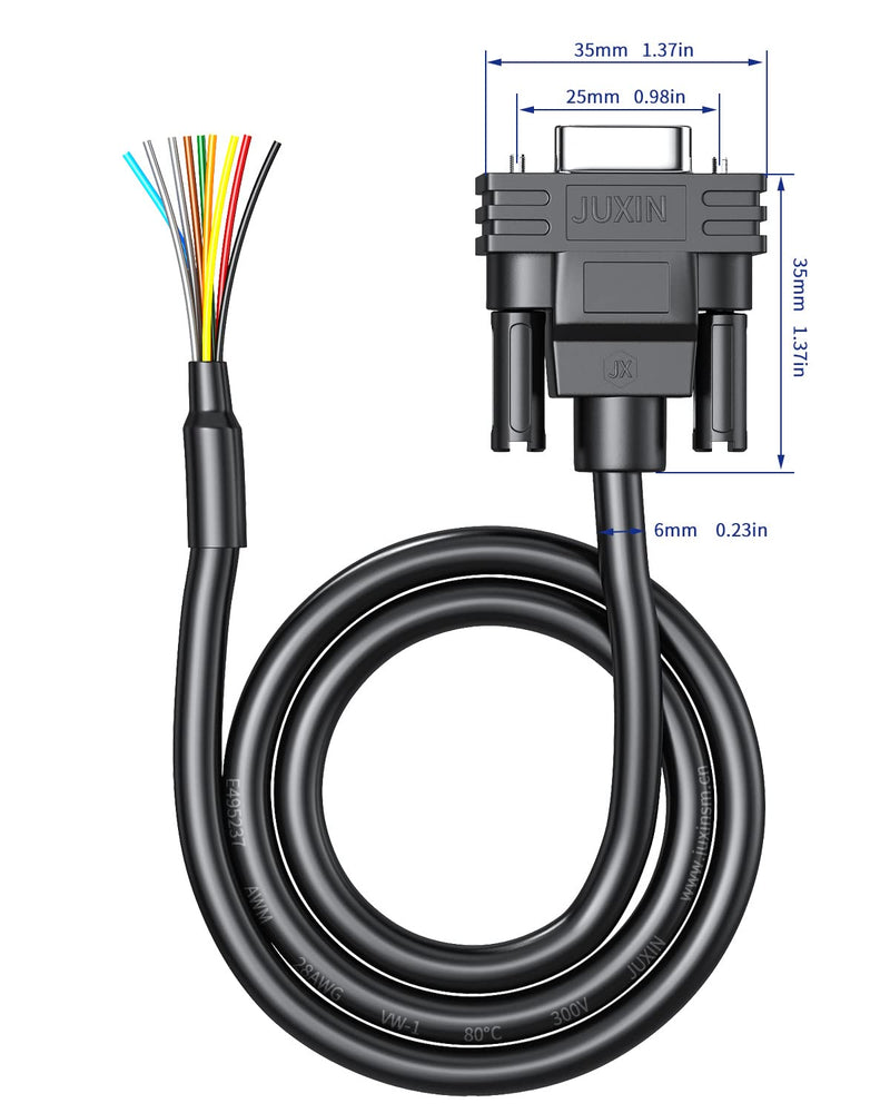 DB9 Extension Cable 9 PIN Female Connector to Bare Wire D-SUB 9-Pin RS232 Serial Cable with Bare Wire End Cable (DB9 Female, 3FT) DB9 female