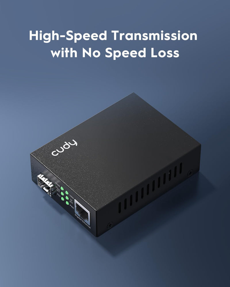 Cudy MC220 Gigabit SFP to RJ45 Fiber Media Converter, Fiber to Ethernet Converter, Plug and Play, Metal Casing, Versatile Compatibility, Auto-Negotiation