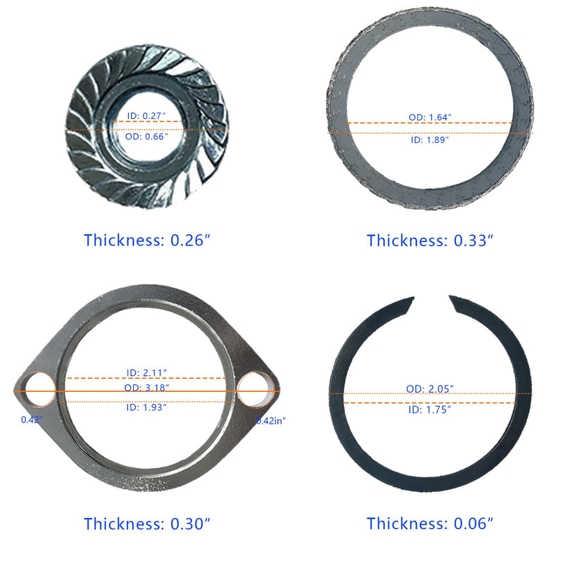 Gasket & Chrome Flange with Nuts & Washers Kit Compatible for Harley-Davidson Big Twin Sportster 883 1200 XL883 XL1200 48 72 1984-2022 Exhaust Flange Gasket