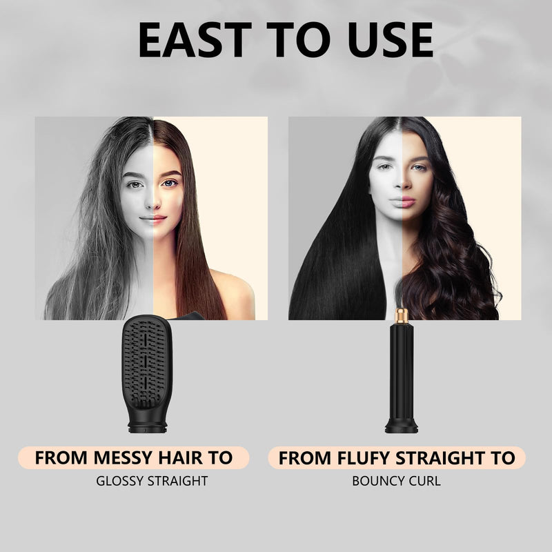 TANSHINE Foldable 5 in 1 Auto Wrap Hair Styler Brush | Foldable rotating handle, 1000W, dual voltage 100-240V, 3 temps 50/80/105°C, 5 heads, ionic, UK plug