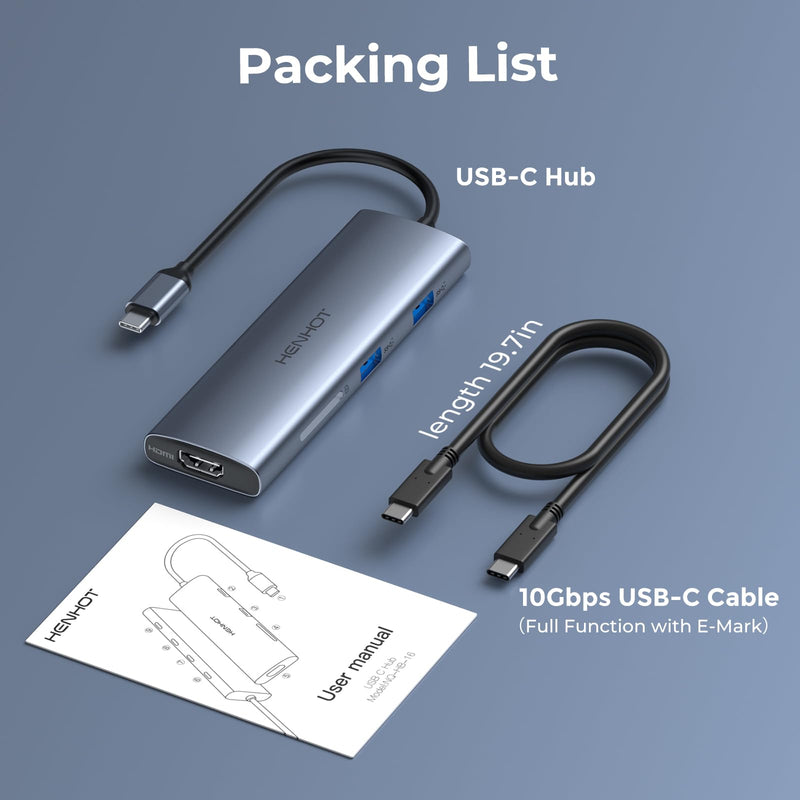 Versatile USB C Video Hub 3 Monitors Docking Station with DP Alt Dual 4K@30Hz, HDMI, 100W PD, 10Gbps*6Ports, SD 4.0, Laptop Docking Station for Dell, HP, ASUS, Steam Deck, Rog Ally, Legion Go,Samsung 8 IN 1