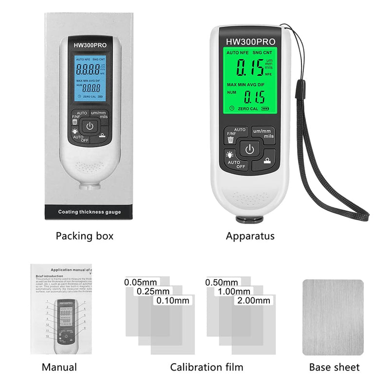 EMVANV Paint Thickness Gauge, Digital Meter Probe Paint Thickness Gauge Zero Calibration Digital Display Car Coating LCD(White) White