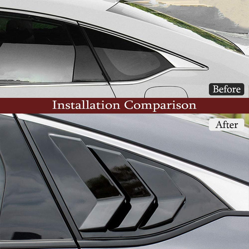 ABS Rear Side Window Louvers Air Vent Scoop Shades Cover Blinds Trim for Honda Accord 2018 2019 2020 2021 2022（Bright Black） Bright black