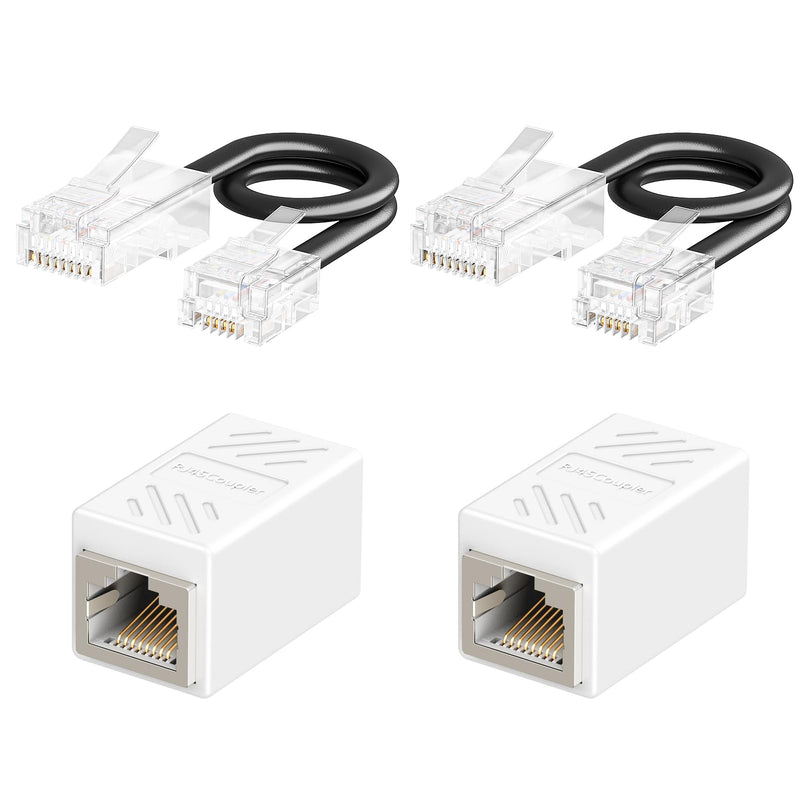 Uvital Phone Jack to Ethernet Adapter, RJ11 to RJ45 Adapter, RJ45 Female to RJ11 Male for Landline Telephone, with RJ45 to RJ11 Cable (RJ45 Coupler White + RJ45 to RJ11 Cable Black) White RJ45 Coupler + Black RJ45 to RJ11 Cable