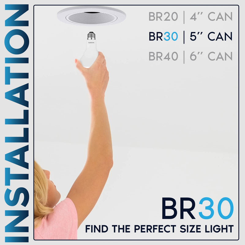 LUXRITE 4-Pack BR30 LED Bulb, 65W Equivalent, 3000K Soft White, Dimmable, 650 Lumens, LED Flood Light Bulbs, 8.5W, Energy Star, E26 Medium Base, Damp Rated, Indoor/Outdoor - Living Room and Kitchen 3000k (Soft White) 4 Count (Pack of 1)