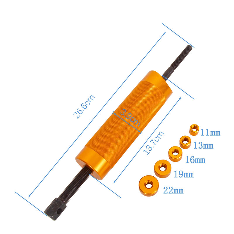 Motorcycle Piston Pin Puller for Full Skirt Piston, Upadated Wrist Pin Puller for Piston,Heavy-Duty Small Engine with 5 Adapters for 11mm, 13mm, 16mm, 19mm, 22mm Pins in Gold