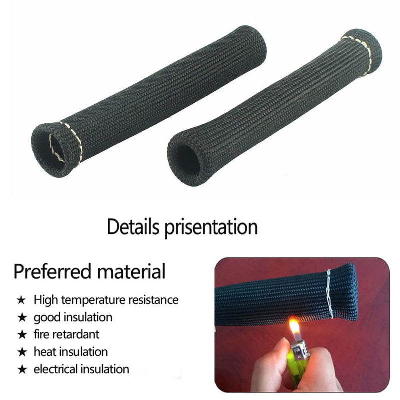 2500° Spark Plug Wire Heat Shield 8 PCS Spark Plug Heat Sleeve 6 Inches Spark Plug Wire Boots Protection Insulator Cover Wrap for LS1 / LS2 Sbc BBC 350 454 Car Truck, Black