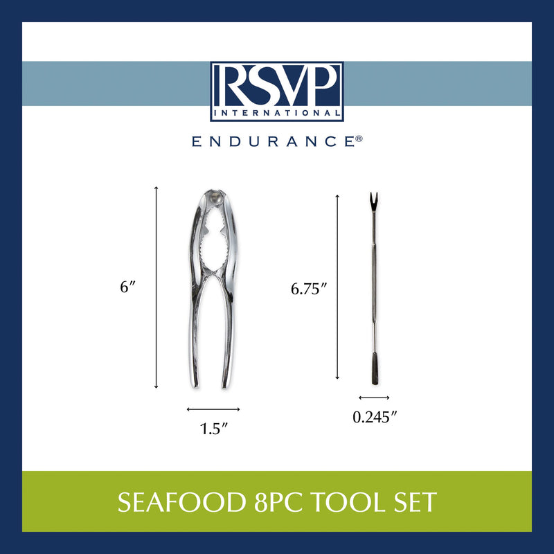 RSVP International Endurance Collection Seafood Tool, Cracking Tools, 8 Piece, Stainless Steel