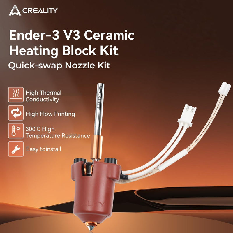 Creality Ender 3 V3 Hotend Kit, Original Ceramic Heating Block Kit 300°C High Temperature Resistance 60W Fast Heating High Thermal Conductivity Ceramics with Integrated Nozzle for Ender 3 V3/3 V3 Plus