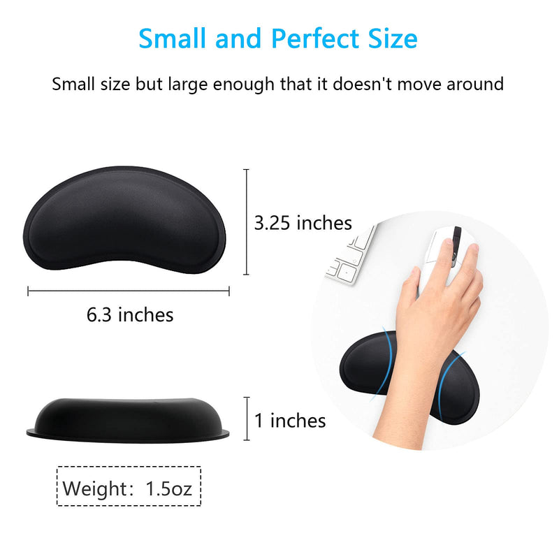 Mouse Wrist Rest, Ergonomic Memory Foam Mouse Wrist Support, Leather Hand Rest Pad Cushion for Gaming, Office, Computer, Laptop, Wireless Mouse, Men, Women, Pain Relief & Easy Typing,Black Black PU Wrist Rest