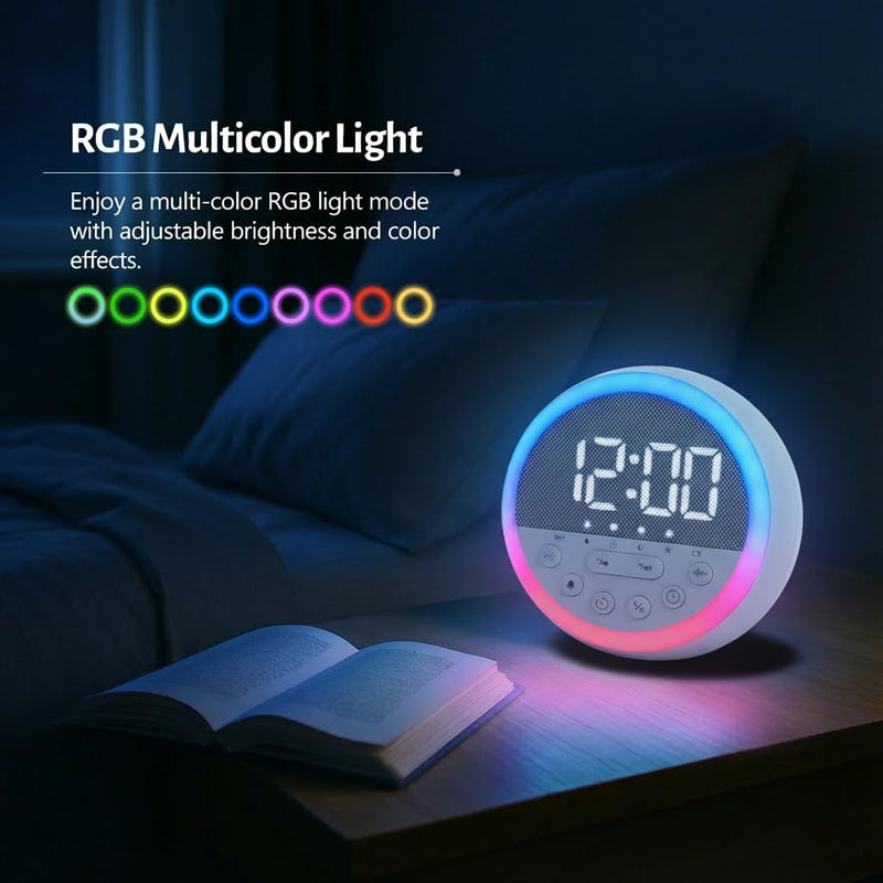 Sunrise Alarm Clock and Sound Machine Nightlight Adjustable Brightness, Rechargeable Wake Up Light Digital, Sleep Timer, Sleep Sounds, White Noise for Baby Kids Adults, Nature Soft Light for Bedroom Grey Height-10cm