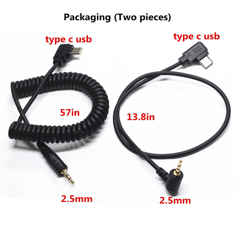 2.5mm-Type c USB for Sony A7CII Shutter Release Cable to A7V/ a7CR/ a7c ii/A6700/ZV-E1/ZV-E10 II 13.8in Flash Starter Remote Control Accessory Wire(2.5mm-Type c Cable 2pcs) 2.5-TPC SY