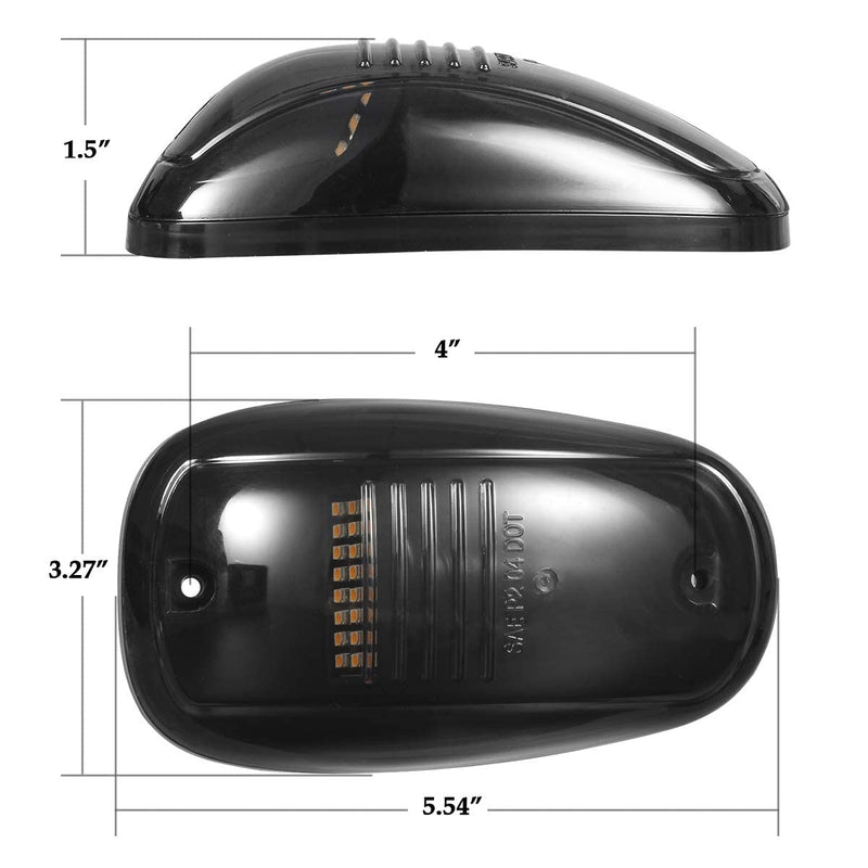 Partsam 5X Amber 24 LED Smoke Cab Roof Running Top Marker Lights 264146BK Assembly Wire Harness Replacement for 1500 2500 3500 4500 5500 2003-2018 Pickup Trucks