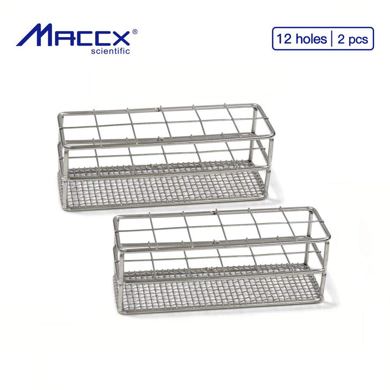 Sturdy Stainless Steel Tube Rack, Wire Constructed, 12 Holes, Suitable for Tubes of Dia.≤25mm, Pack of 2, TTR012-002 12 Holes, for Tubes of Dia.≤25mm