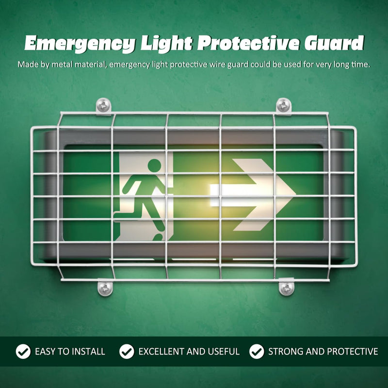 Wire Guard for Emergency Light, Exit Sign Damage Stopper Metal Wire Guard Exit Sign Damage Cage Light Protective Cover for or Emergency