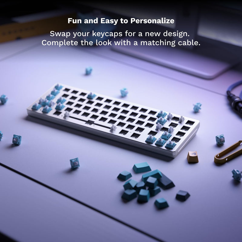 Glorious Gaming GMMK 2 Compact 65% Barebones (Frame Only) - Mechanical Gaming Keyboard Frame, Compact TKL Size (65%), Aluminium, Customisable, Per Key RGB, American QWERTY Layout - White Prebuilt Compact (65%)