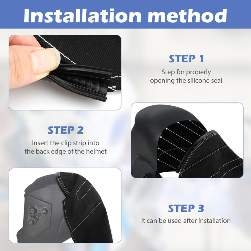 Welding Helmet Cover, Helmet Extended Cover with Press Fit Seal, Full Protection Welding Hood Accessories Welding Head Cover for Most Welding Helmets,Welding Helmet Accessories Black